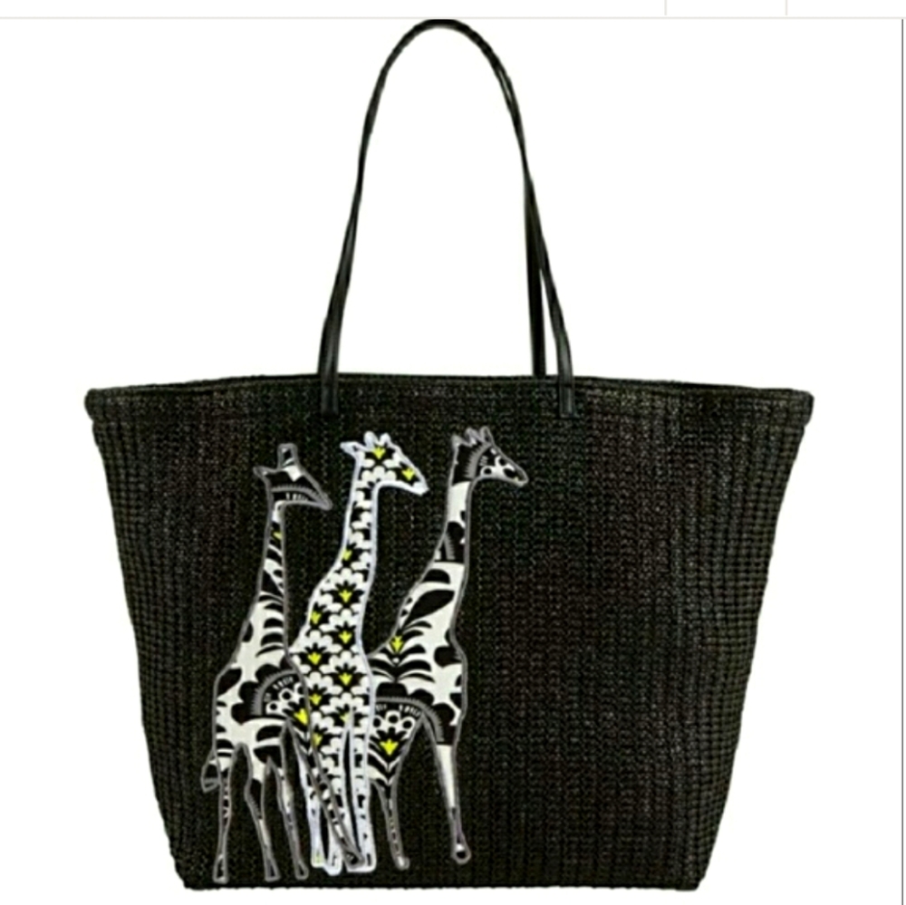 Vera Bradley Retired Straw Giraffe Fanfare Tote